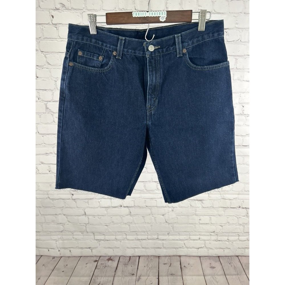 Levi’s 557 Lower Rise Loose Fit Dark Wash Denim Cut Off Shorts Women’s 14 33x10